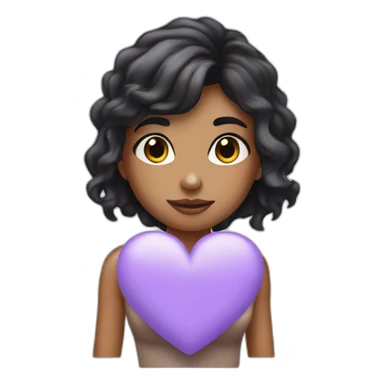 Lavender colour heart with a fail girl black haired emoji sticker