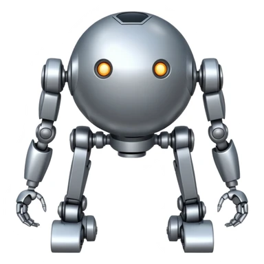 completely symmetrical 4 legged robot. center sphere with leg extending from each corner sticker