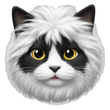 Black and white fluffy cat sticker
