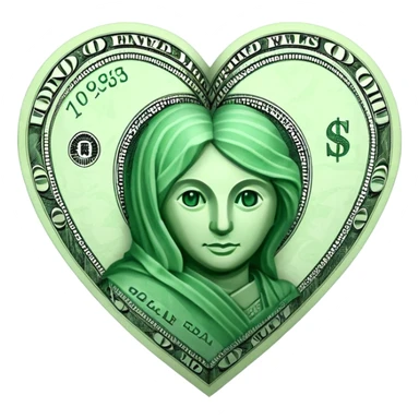 A heart made of dollar bills sticker