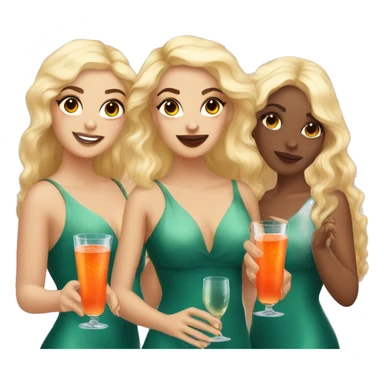 Three beautiful mermaids light skin drinking aperol sticker