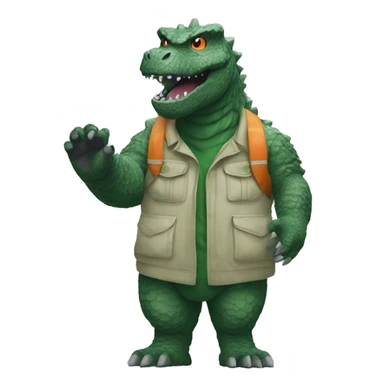 godzilla in gardener clothes sticker