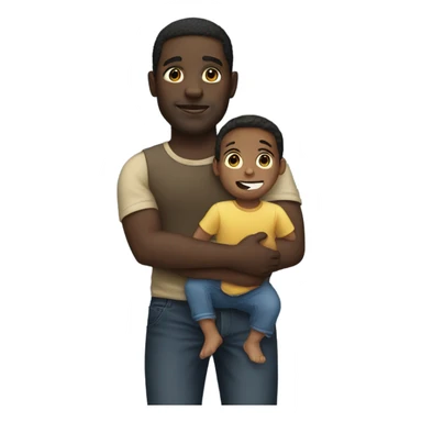 Big black guy holding a small kid sticker