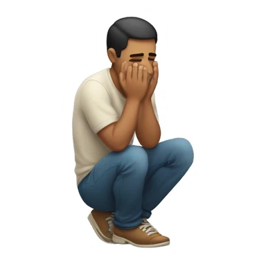 Hispanic man kneeling down but crying  sticker