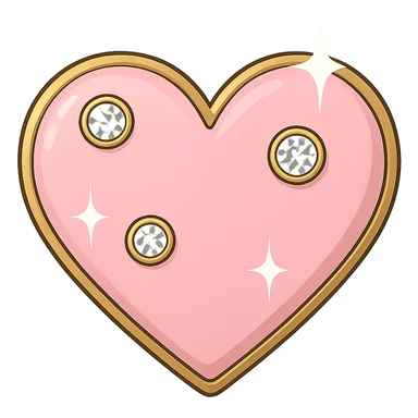 single pink heart, pink enamel, sparkling gems sticker