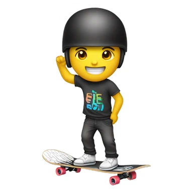 Ein hai auf einem Skateboard mit helm und schuhen und t shirt  sticker