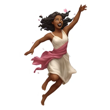 Beltane cherry blossom Pagan goddess sprinting, with a large stride and arms outstretched sticker