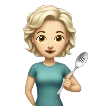 White woman with spoon sticker