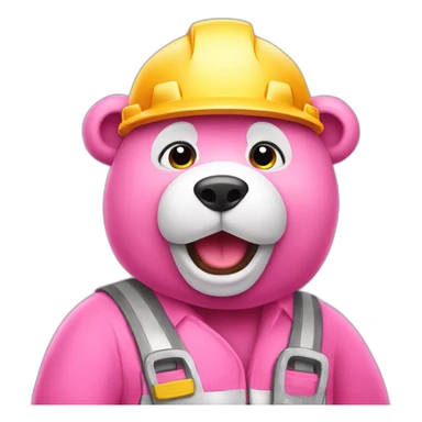 cute pink bear construction worker sticker