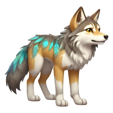 Colorful Shiny Fionbri-Falvie-sparkle-wolf-sona with tribal markings full body sticker