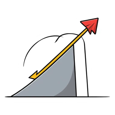 Arrow curving around an obstacle to reach target sticker