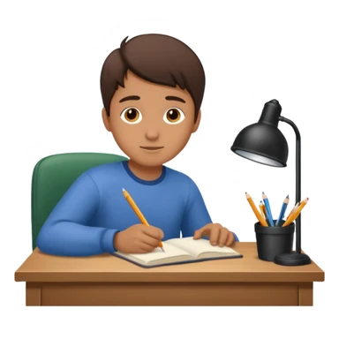 student sitting at desk studying sticker