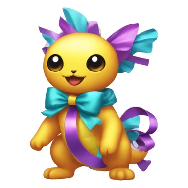 Shiny colorful Fakémon with ribbons sticker