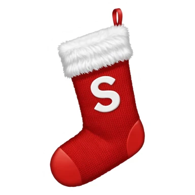 Christmas sock with white "S" logo sticker