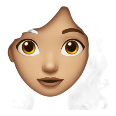 long wavy brown hair skinny girl with long side bangs, thin face and makeup from head to chest sticker