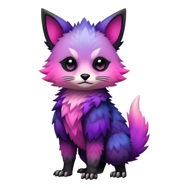 Cool Edgy Kawaii Black-pink-purple-gradient badass Vernid-Trico-animal-creature full bodyd sticker