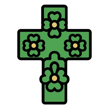 cross decorated with green flowers sticker