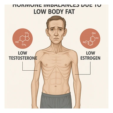 Uomo con squilibri ormonali a causa dei grassi bassi nel corpo e ha testosterone ed estrogeni bassi, in italiano sticker