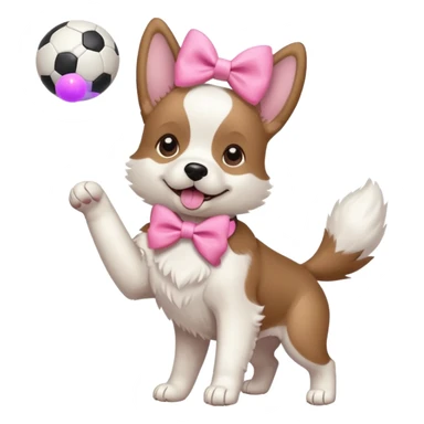 girly dog with a pink bow jumping in the air to catch a ball sticker
