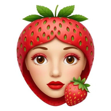 . subject. less details. flat lips with pattern of strawberry with leaf on top  sticker