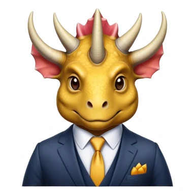 kind face of a triceratops in a suit sticker