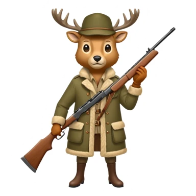 Biche des bois avec un manteau en fausse fourrure et un chasseur bête  sticker