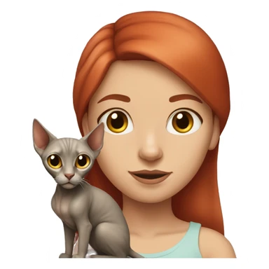 Red-haired girl with a sphinx cat sticker