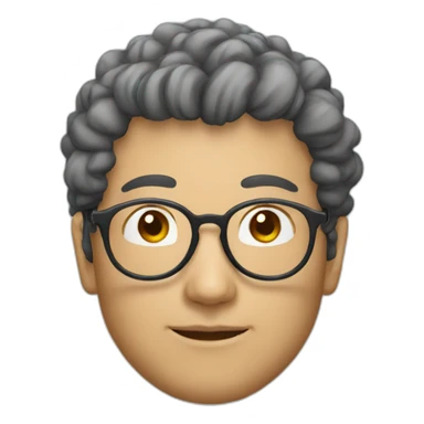 Japanese man with natural perm, round glasses. glasses sticker