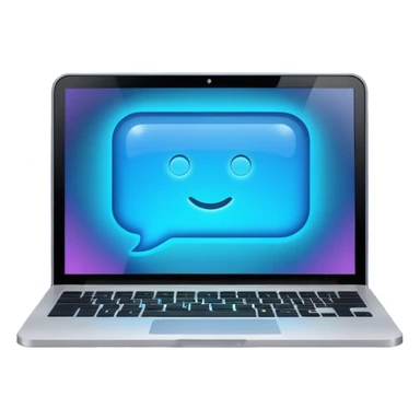laptop screen with a chat bubble sticker