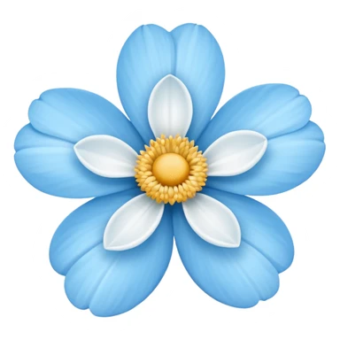 light blue  flower with a white center sticker