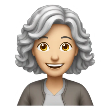 happy older woman with long gray hair is teaching Artificial Intelligence sticker
