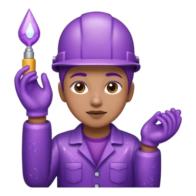 industrial worker wearing purple glittery clothes sticker