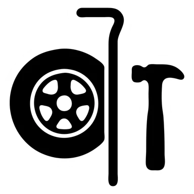 car wheel with dent repair tools like a lever and small hammer for Paintless Dent Repair (PDR) sticker