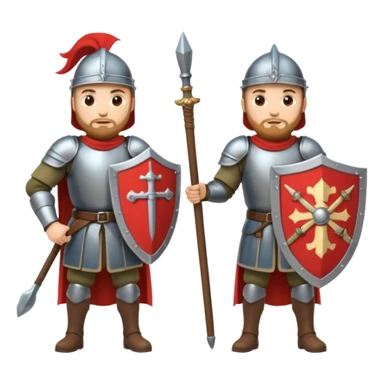 medieval soldiers 2 people with shields, second with mace, prepare for battle sticker
