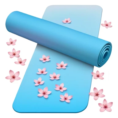 Light blue gradient yoga mat, drifting cherry blossom petals sticker
