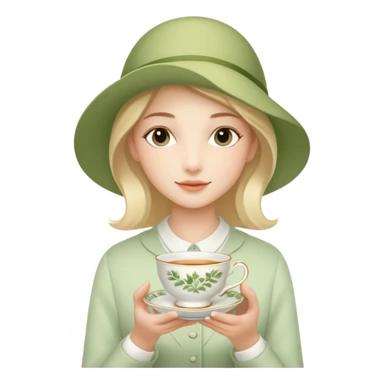 English garden tea time mood, soft afternoon light, porcelain teacup, subtle greenery, minimal premium body lotion, calm and elegant, no face, no text. sticker