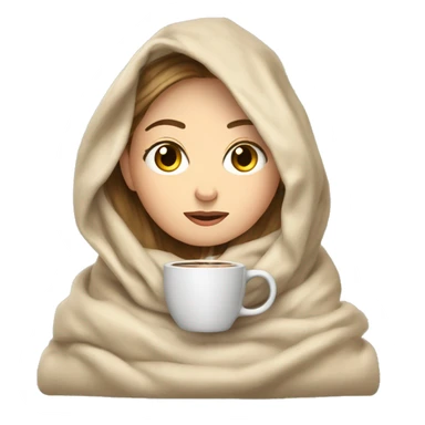 white girl inside a blanket sipping coffee eyes closed sticker