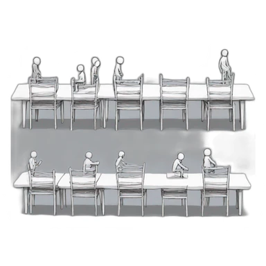 xkcd figures waiting for compile standing on chairs fencing sticker