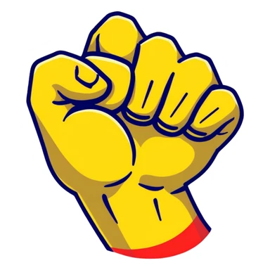 strong muscular fist with bright colors floating sticker