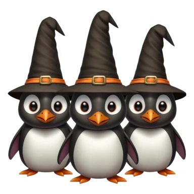 tall Demons Penguins with Witch Hat sticker