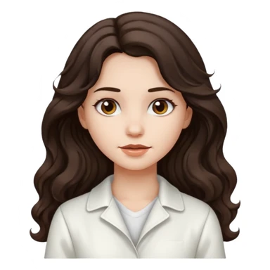 A girl in white with dark brown long wavy hair and very white skin sticker