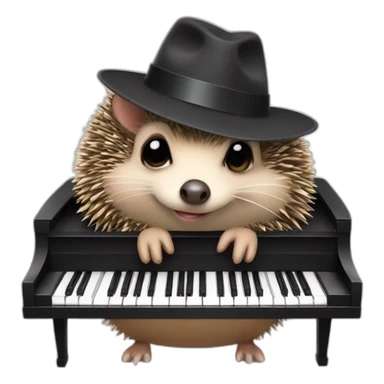 Hedgehog wearing a fedora and black sunglasses, playing piano sticker
