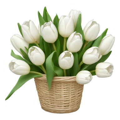 White tulips bouquet in baske sticker