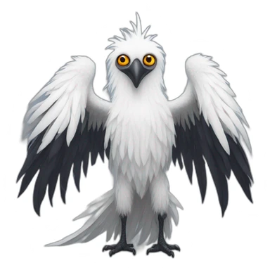 Tall slender snow tall monster with vulture face in long white feathers sticker