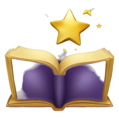 a magic book with golden stars sticker