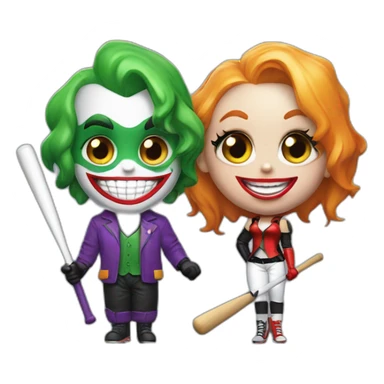 Joker and Harley Quinn with gum and baseball bat sticker