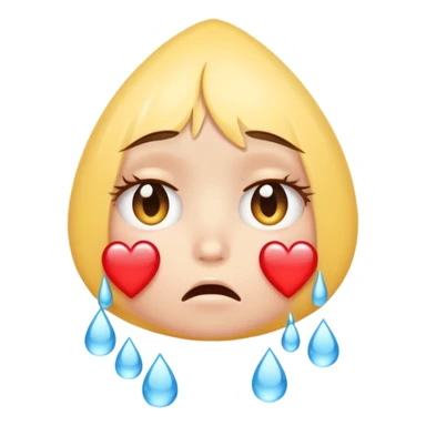 Heart eyes emoji with tears running down sticker