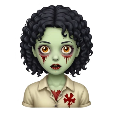 A girl zombie with black curly hair  sticker