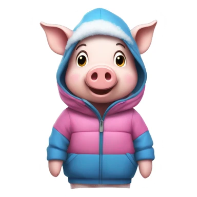 Pig in the snow wearing a Rainer outfit  sticker