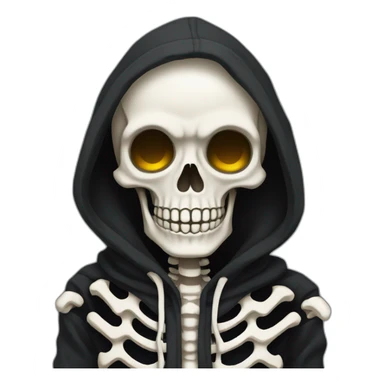 Cartoon skeleton wearing a black hoodie sticker